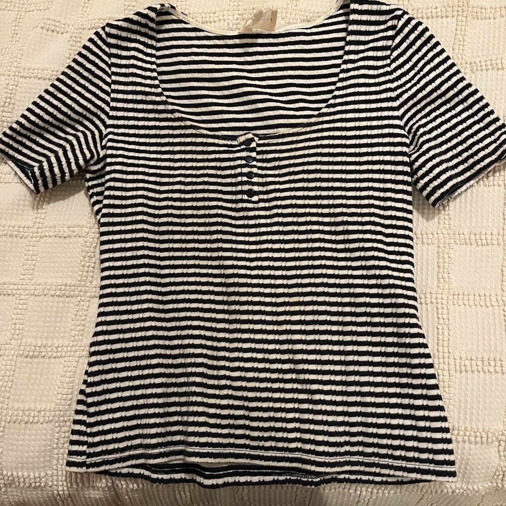 Sezane Blue and White striped shirt XS